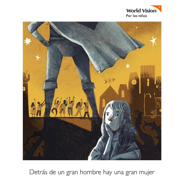 Ilustración Detrás de un gran hombre hay una gran mujer: Alfredo Cáceres